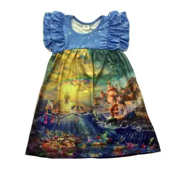 

Fashionable custom printed milk silk vintage cute baby dress