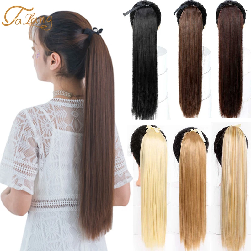 

TALANG Long Straight Clip In Tail False Hair Ponytail Hairpiece With Hairpins Synthetic Pony Tail Extensions For Women Ponyt