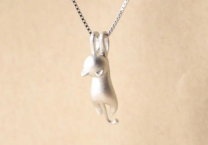 925 Silver Necklace Cute Animal Kitty Cat Necklaces & Pendants for Women