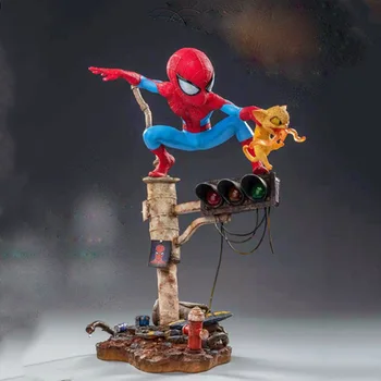 

18cm Avengers Infinity War red street light spiderman statue spider-man figure Figurine toy collectible model gift for kids