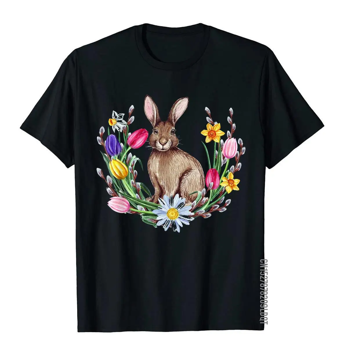 Happy Easter Cute Bunny Rabbit Women Funny Gift T-Shirt__B10203black