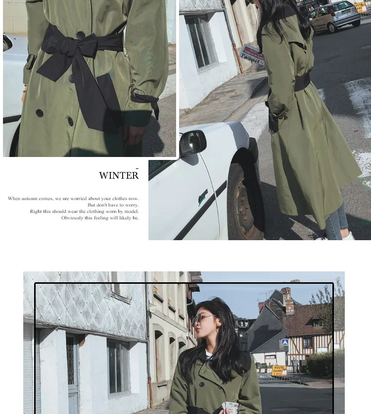 Spring And Autumn New Style Army Green Trench Coat Women's Mid-length Short-height Students Coat Slim Fit Slimming Versatil