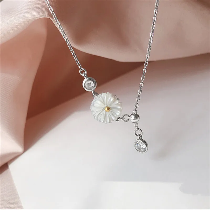 925 Sterling Silver Shell Daisy Anklet For Women Girls Tassel Zircon Round Bead Link Chain Boho Jewelry Gift anklet bracelets,silver anklets,ankle chain