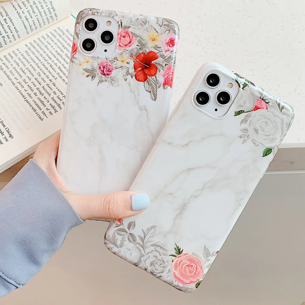 Чехол Netarlier для iPhone 11Pro Max Xsmax XR 7Plus XS 8 6sPlus IMD простой жемчужный блестящий Мраморный