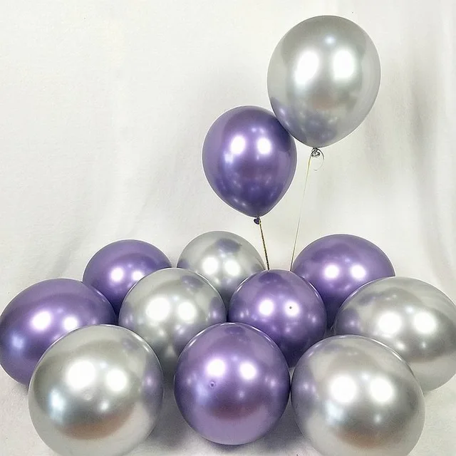 silver purple 10/20 шт. 5 дюймов цвета: золотистый, серебристый шары из латекса цвета металлик, металлическая хромированная воздушные шары Свадебный декор День рождения расходные материалы - Цвет: silver purple