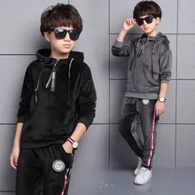 Г. Детская одежда весенне-осенний спортивный костюм из плюша для мальчиков комплект школьной одежды для мальчиков, комплект из 2 предметов, толстовка+ повседневные штаны