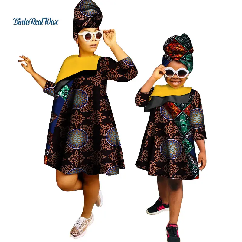 African Clothes Ankara Print Dresses for Women Girls Bazin Riche Mom and Daughter Clothes Dashiki African Design Clothing WYQ266