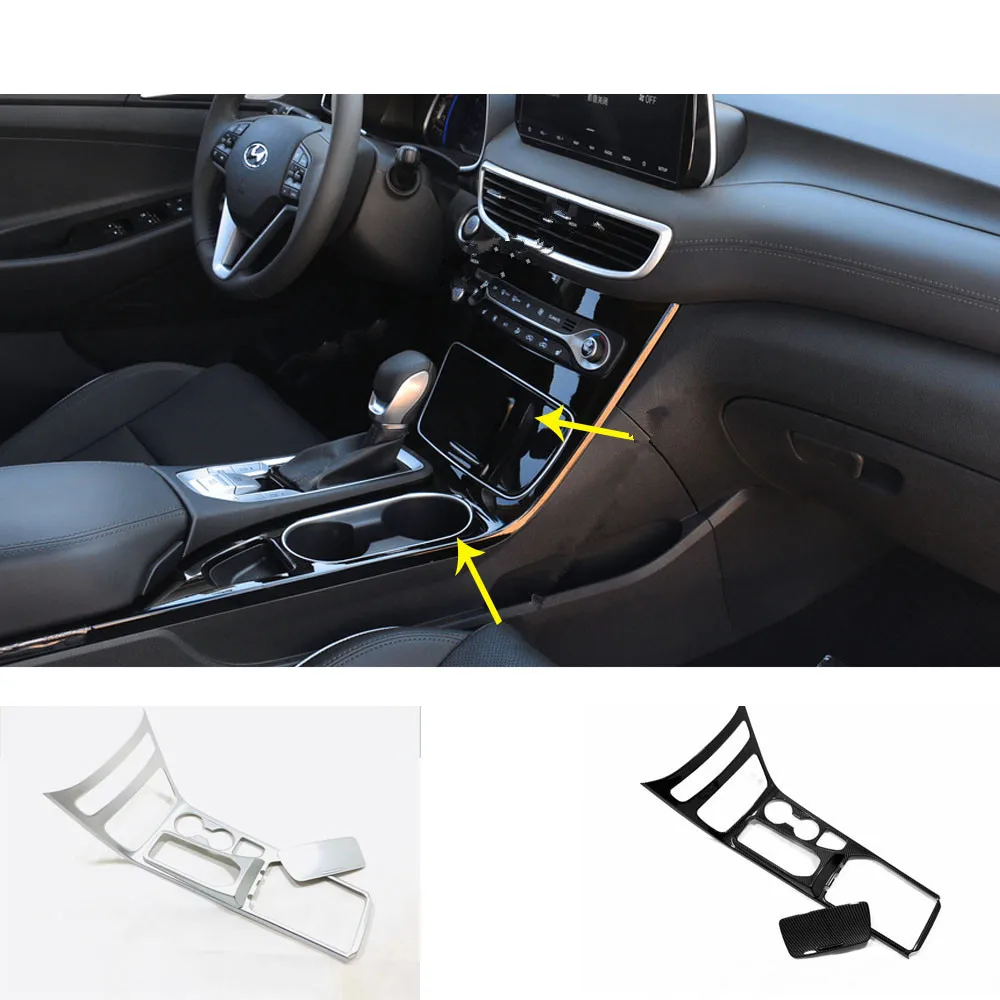

Car ABS Chrome Inner Middle Handbrake Gear Panel Shift Stall Paddle Cup Switch Frame Trim 2pcs For Hyundai Tucson 2019 2020