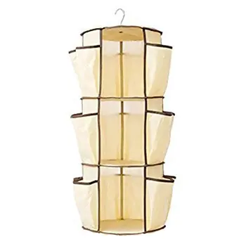 

Non-Woven 360 Degree Rotating Round Storage Hanging Bag Jewelry Clothing Hanging Bag Storage Bag To Send Hook