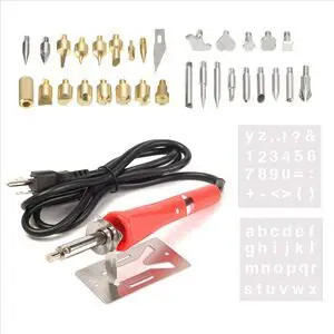 37 Pieces Carving Iron Head Carved Wooden Soldering Iron US Standard Euro British Regulatory Brush Soldering Iron Portray Pen Ki