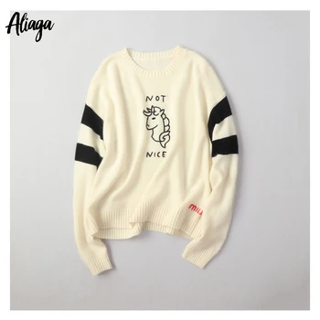 

Aliaga New Styles 100% Cashmere Embroidery Animal Pattern Women Pink Sweater