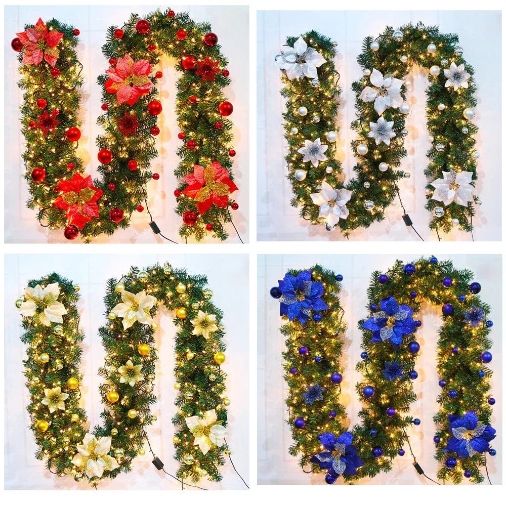 New 2.7M LED Tree Hanging Ornament Rattan Colorful Decoration For Christmas Party Wedding Home Outdoor Garland Wreath Decoration