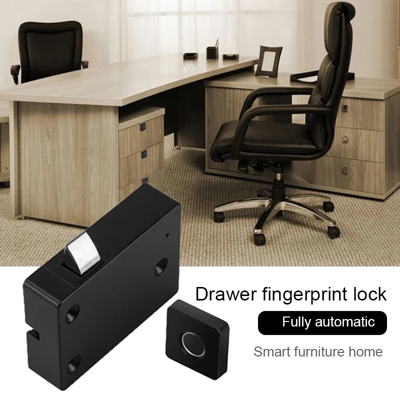 

Black Smart Modern Simplicity Fingerprint Drawer Lock Electric Fingerprint Lock Intelligent Lock Biometric Locks Office