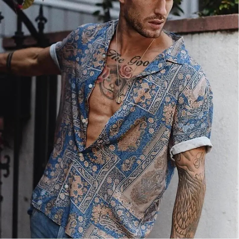 Summer Men Shirt Casual Printed Hawaiian Shirt Short Sleeve Loose Male Blouse Tops Brand Men Clothing Fashion Shirts For Men Summer Men Shirt Casual Printed Hawaiian Shirt Short Sleeve Loose Male Blouse Tops Brand Men Clothing Fashion Shirts For Men