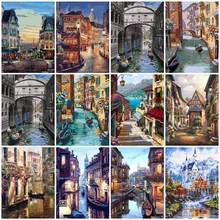 Painting By Numbers Street Coloring By Numbers Landscape Arcylic Oil Painting Hand Paint Canvas Pictures By Number Home Decor