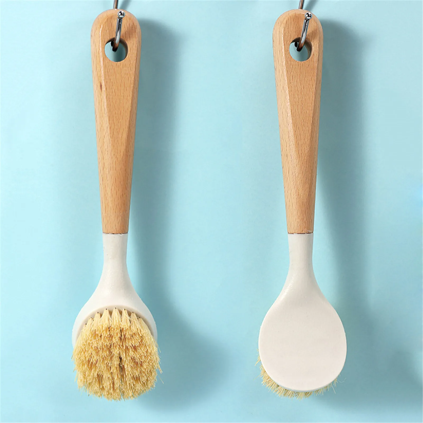 Wooden Long Handle Pan Pot Brush Dish Bowl Washing Cleaning Brush