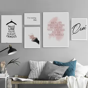 

Pink Abstrsct Wall Poster Print Black Wall Art Canvas Painting Make Up Minimalist Wall Paintings For Girl Bedrooms Unframed