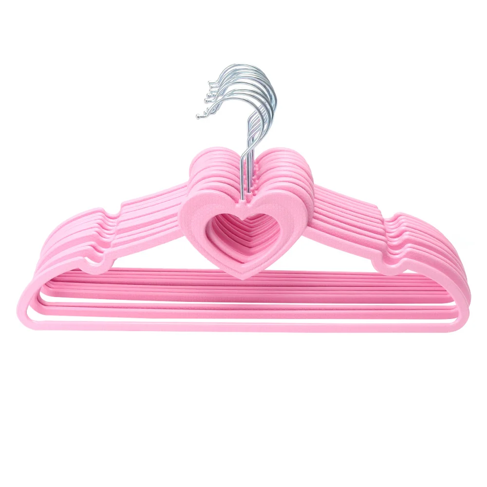 10Pcs Heart Shape Plastic Coat Hanger Cute Clothes Practical Rack for Home (Pink) | Дом и сад