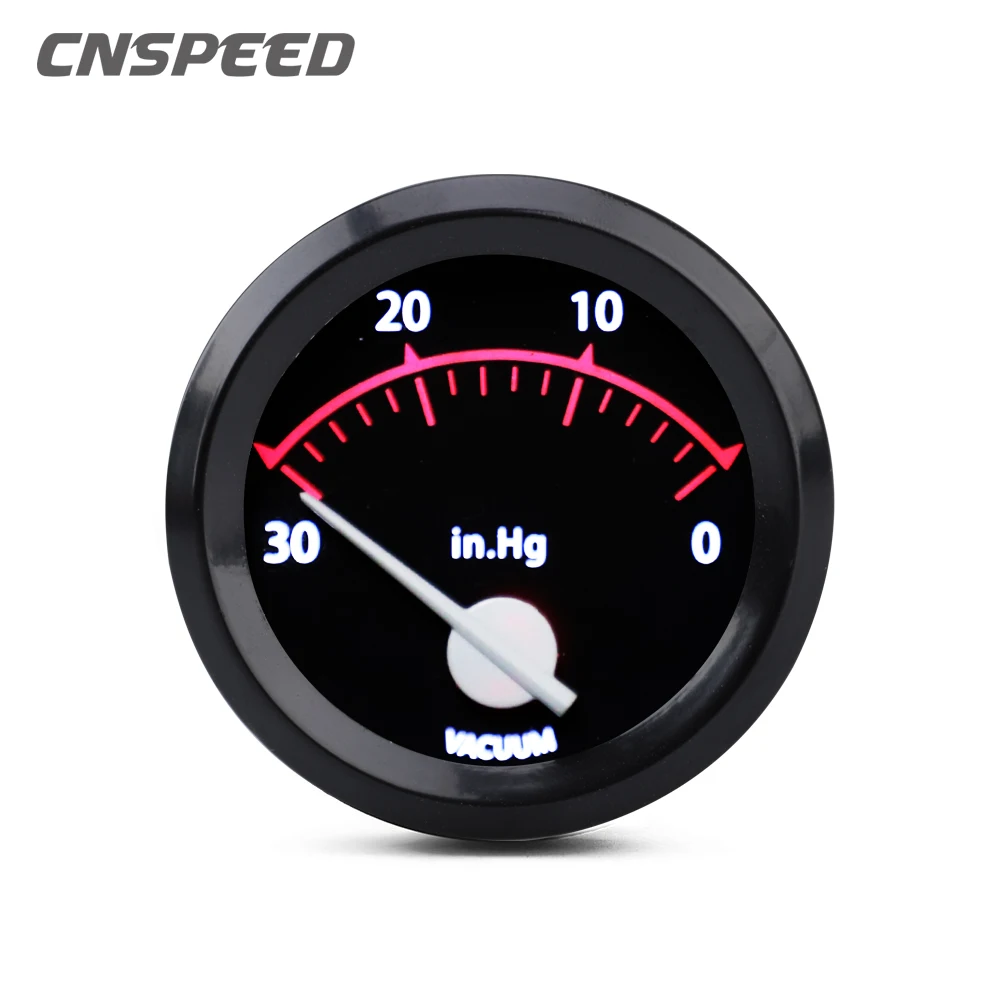 2" 52mm Universal Car Vacuum Gauge Auto Pointer 0~30 In.Hg 12v Vacuum Meter Black Shell Red Led With Sensor