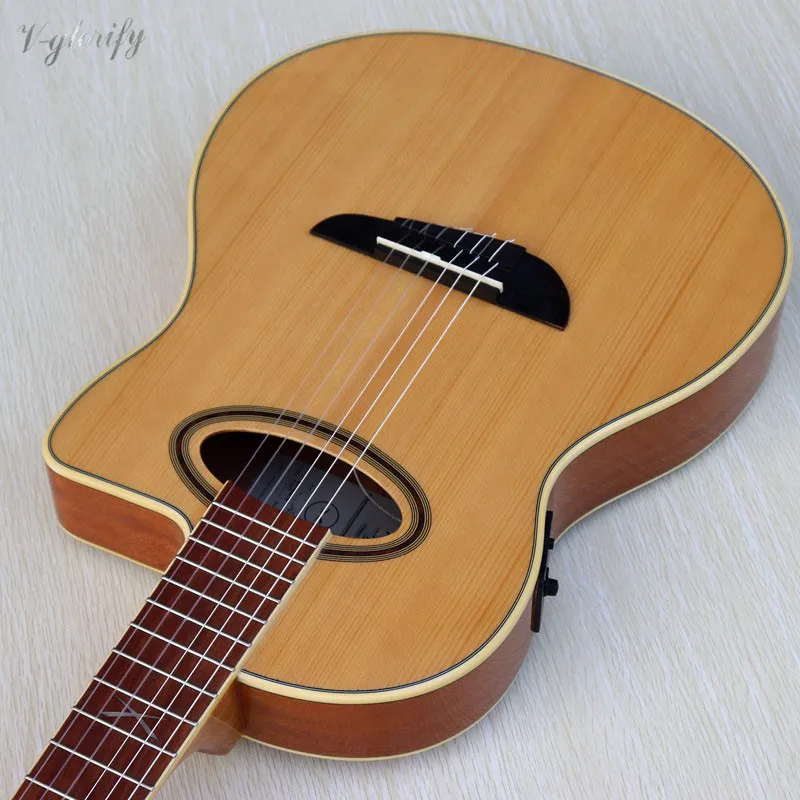 Тонкий корпус фламенко Классическая гитара глянцевый натуральный цвет классическая-электрогитара 39 дюймов cutway фламенко гитара с эквалайзером