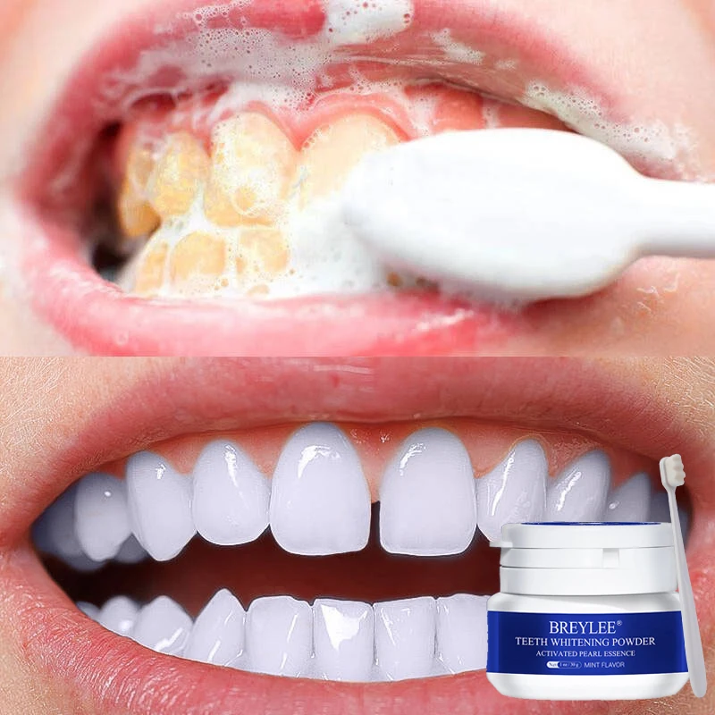 

BREYLEE Teeth Whitening Powder Pearl Essence Natural Dental Toothpaste Toothbrush Kit Oral Hygiene For Remove Stains Plaque 30g