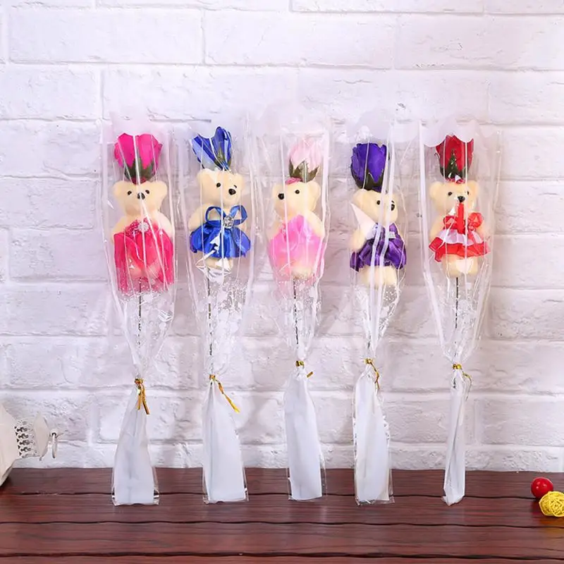 2020 Romantic Valentine's Day Single Flower Creative Gift Cute Bear Flowers Roses Soap Birthday Cartoon Bouquet | Дом и сад