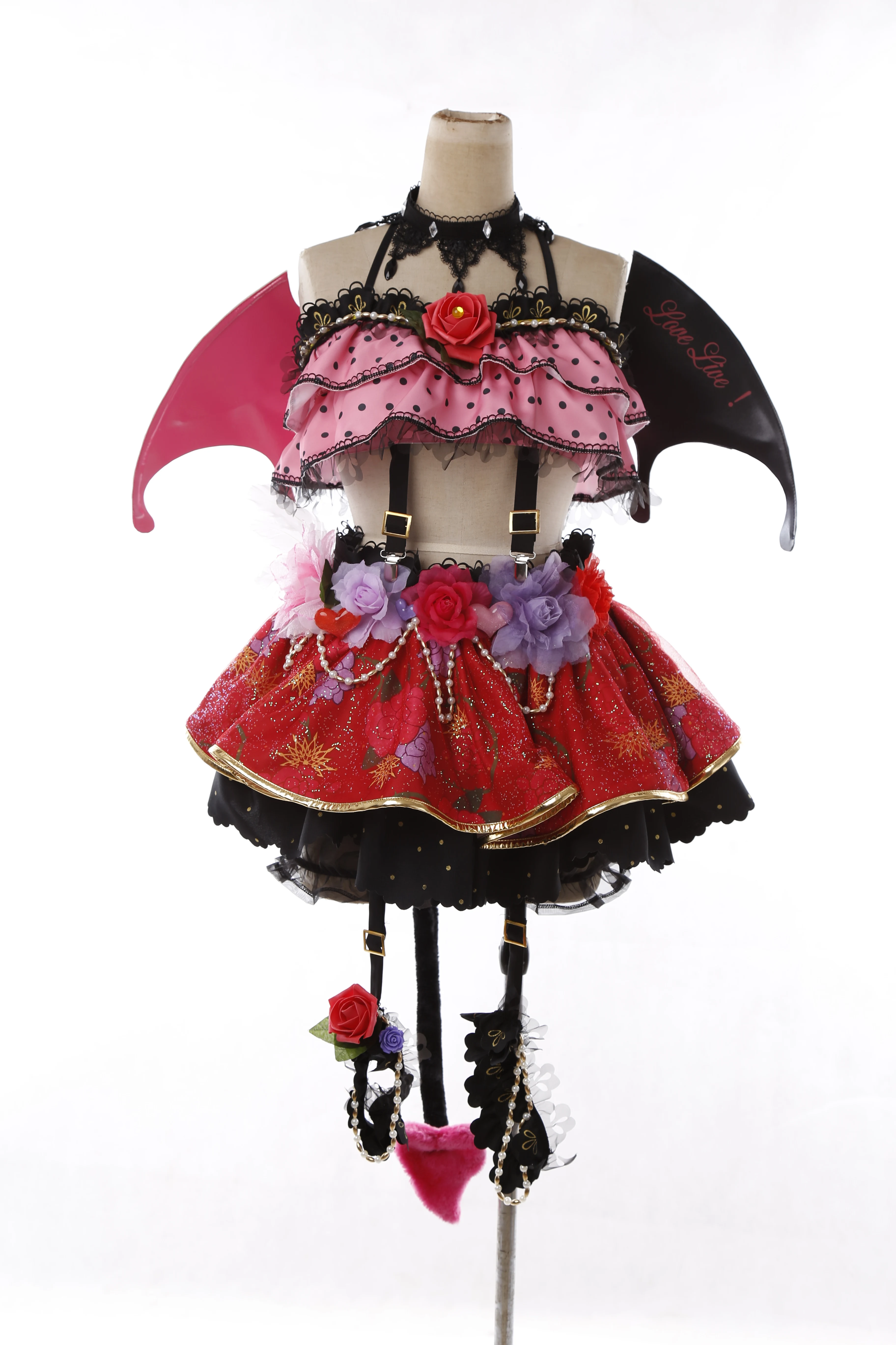 

Anime cosplay Love live Yazawa Nico devil dress halloween cosplay costume lolita dress wing tail full sets customized A