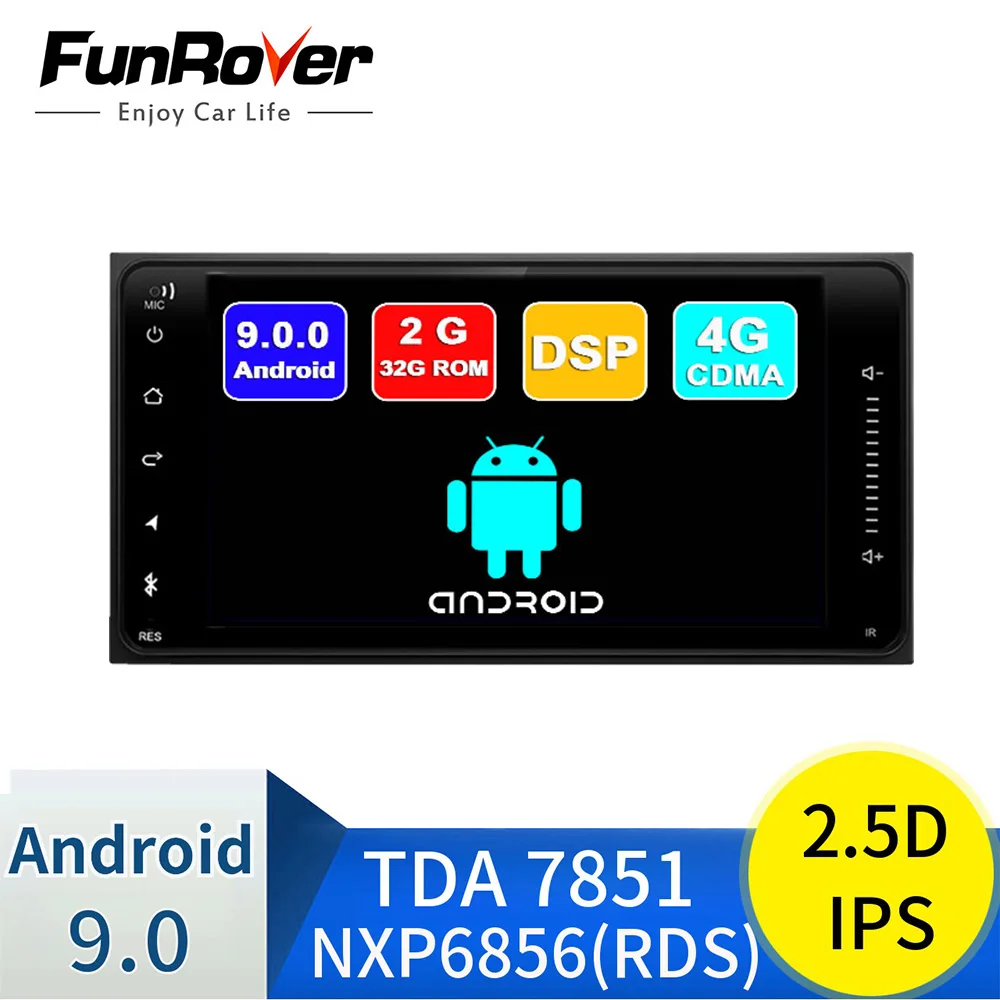 cheap FUNROVER 2 din android 9.0 car dvd multimedia player For Toyota Old Corolla radio gps navigation stereo system navi video RDS