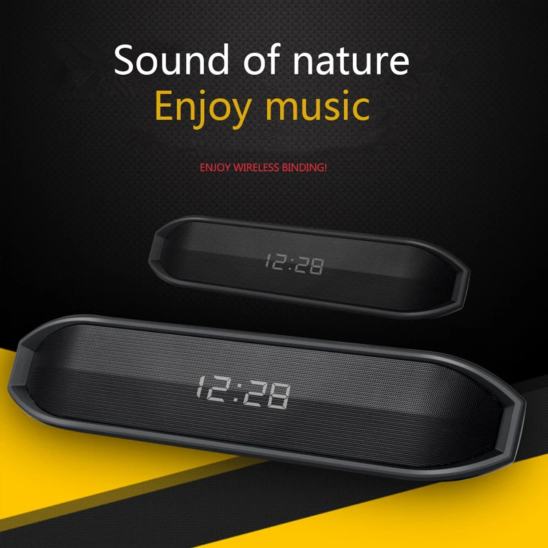

Portable Wireless Bluetooth Speaker Column Clock Function Music Center Subwoofer 3D Stereo Super Bass Voice Hands-free