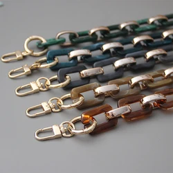 New Fashion Woman Bags Accessory Chain Green Brown Leopard Acrylic Metal Chain Luxury Strap Women Shoulder Clutch Handle Chain