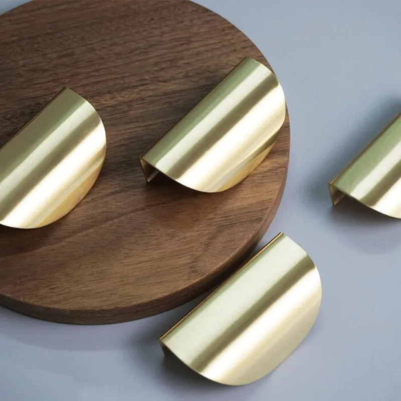 

5 pcs Brass Gold Cabinet Pulls Furniture Handles Kitchen Door Handle Copper Drawer Pull Knobs Modern Style Cupboard Handle