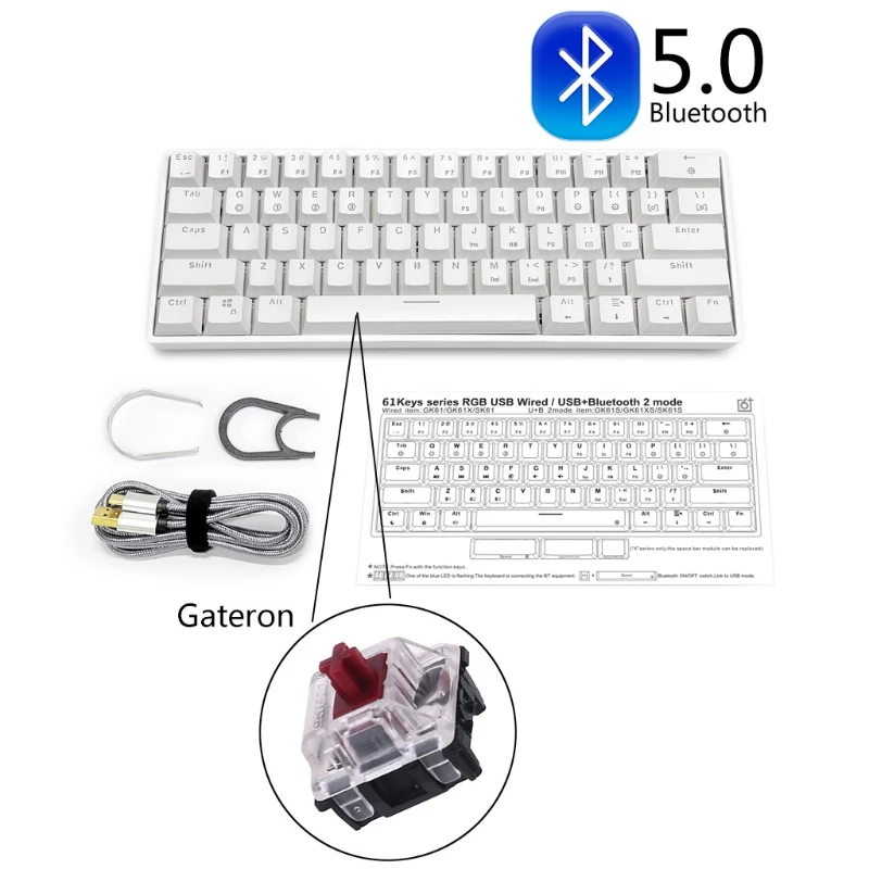 GK61 SK61 61 Key Mechanical Keyboard USB Wired LED Backlit Axis Gaming Mechanical Keyboard Gateron Optical Switches For Desktop 