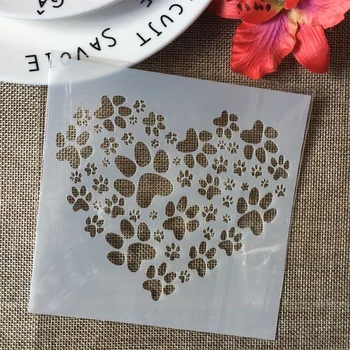 

5" Paw Heart Love DIY Layering Stencils Painting Scrapbook Coloring Embossing Album Decorative Paper Card Template