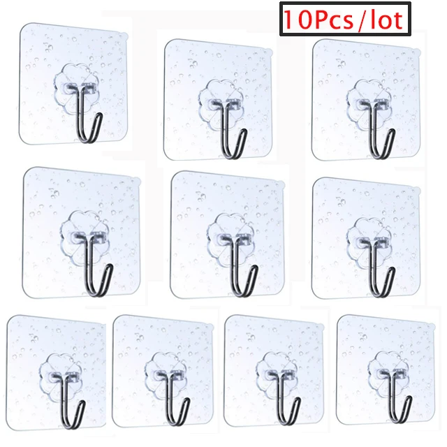 10PCS Полка для ванной комнаты, клей для хранения, вешалка, крючки для кухни, украшения дома, угловая полка для душа, стойка для хранения, аксессуары - Цвет: 10PCS