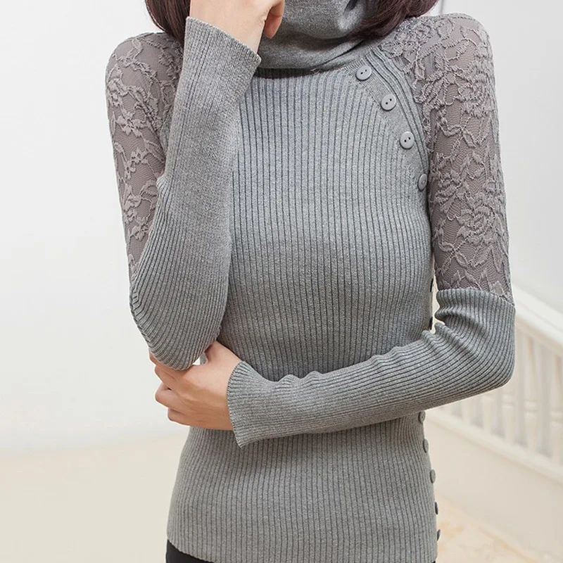 Женский пуловер свитера водолазки с пуговицами свитер для женщин зимний женский