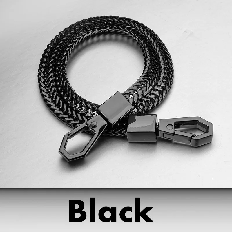 41cm Long Metal Wallet Belt Chain Rock Punk Trousers Hipster Pant Jean Keychain Black Ring Clip Keyring Men's Hip Hop Jewelry - Цвет: black