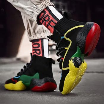 

Man Sneakers For Men Brand High Top Shoes Running Casual Shoes Breathable Fly Knit Male Shoes Trend Fashion Zapatos Hombre 1131