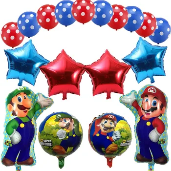 

18pcs/set Super Mario Balloons 32 inch Number Balloons Boy Girl Birthday Party Mario Luigi Bros Mylar Blue Red Balloon Set Decor
