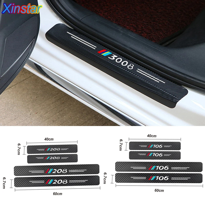 4 шт. новые автомобильные защитные наклейки на порог для Peugeot 106 108 206 208 306 308 508 2008 3008