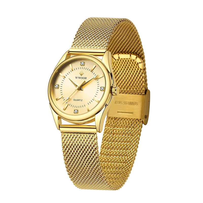 WWOOR Watch For Women's Japanese Quartz Movement Wristwatch Top Brand Luxury Ladies Gold Dress Waterproof Watch Relogio Feminino