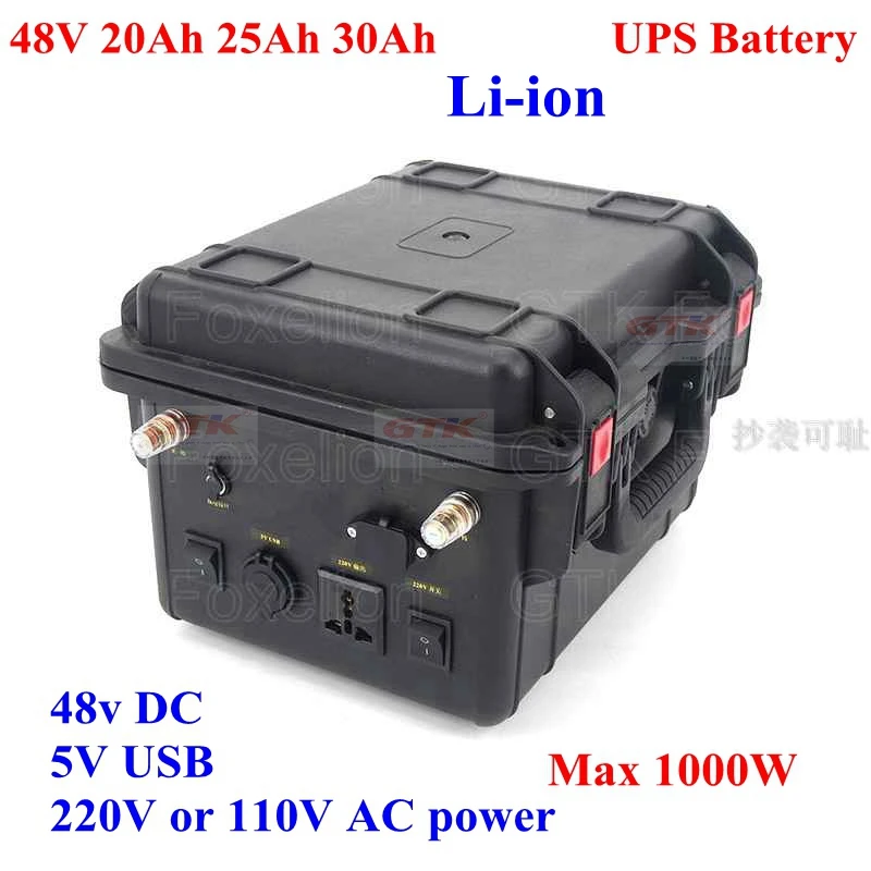 48v 20AH 30Ah 25Ah Li-Ion UPS Батарея/UPS 220v Выход 1000w Солнечное портативное источника питания