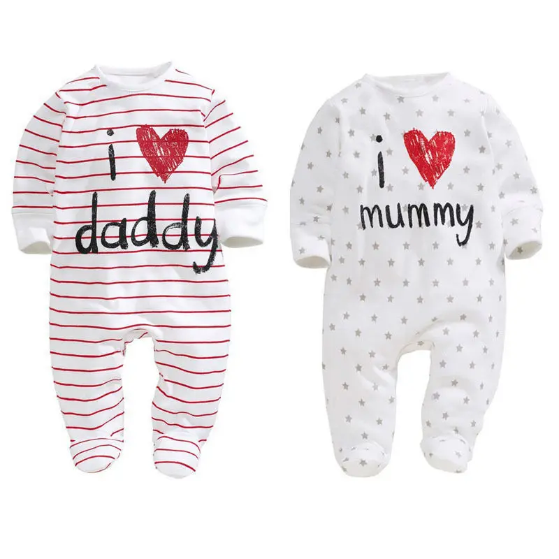I Love Mummy Daddy Infant Toddler Newborn Baby Boys Girls Romper Long