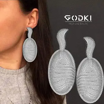 

Soramoore Luxury Noble Oval BIG SIZE Dangle Earrings For Women Wedding Cubic Zirconia DUBAI Bridal Earring Jewelry Accessories