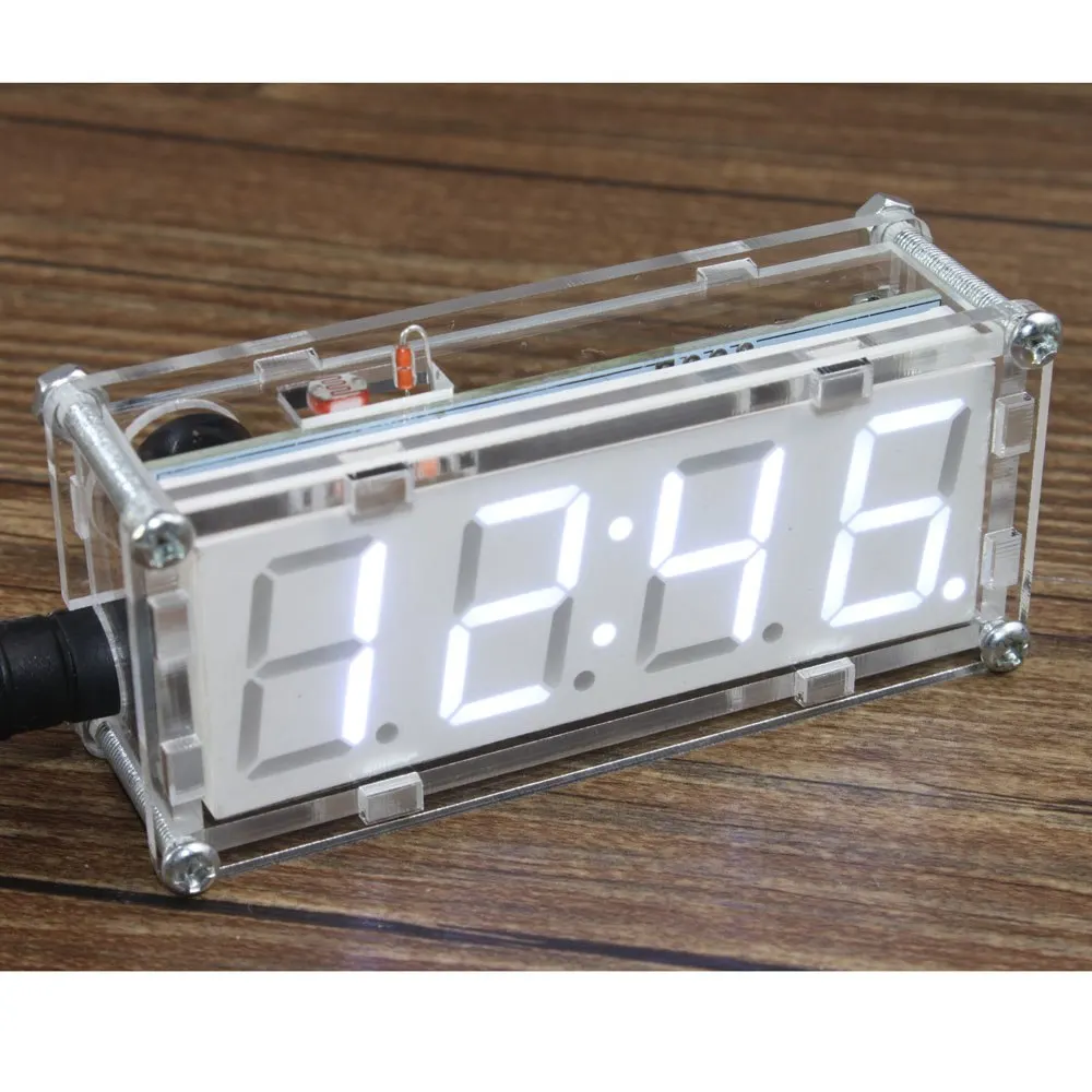 

Colorful DIY LED Digital Clock Kit Microcontroller Digital Tube Clock with Thermometer Hourly Chime Function DIY Kit Module