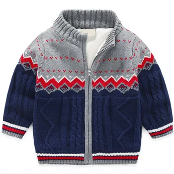 

Boys Sweater 2020 Autumn winter Warm Thick Jumper Knitwear Long-Sleeve Cotton Cardigans Children Clothes Kids Sweater Coat