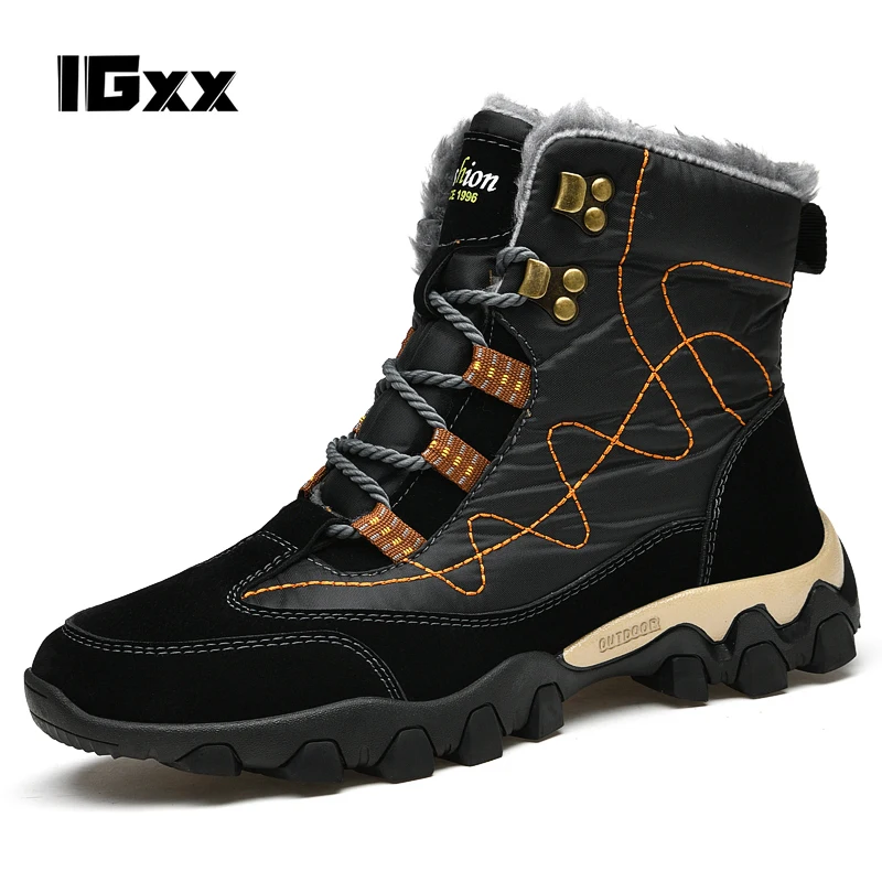 IGxx Winter keep warm boots Men's winter outdoor Boots Warm high-top Boots Winter trendy hiking boots Snow Boots air warm shoes
