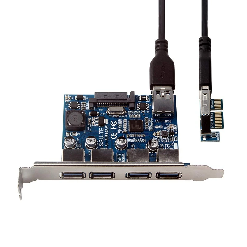 Четыре порта Usb 3,0 Супер быстрая 5 Гбит/с Pci-E Плата расширения Pci Express адаптер конвертер карта блок питания для Deskto