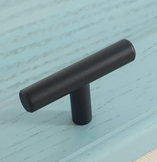 knob 3,7" 5" черный T тип шкаф цинковые ручки сплав Дверные Ручки Простой стиль рукоятки выдвижных ящиков мебели шкаф ручка 96 128 мм - Цвет: knob