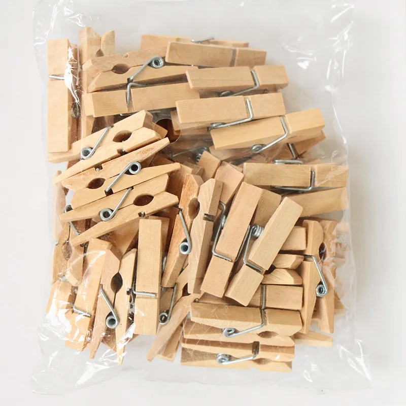 MICGEEK Coloured Wooden Pegs Wooden Clothes Pegs Wooden Clips Tiny Wood Pegs Photo Pegs Craft Pegs 