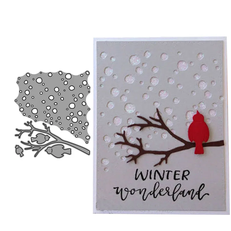 

JC Metal Cutting Dies for Scrapbooking Die Bird in Branch Dot Background Stencil Handmade Paper Card Make Model Craft Decoration